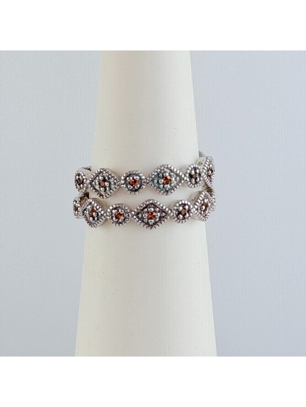 Bomb Party 2pc Sz 6 “The Jamine’s Bands” Dark Garnet on Rhodium RETRO RBP3862